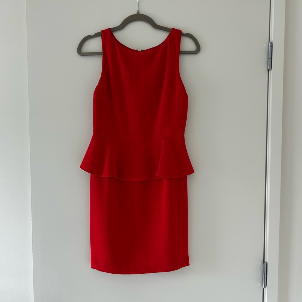 Alice + Olivia Vibrant Red Peplum Mini Dress